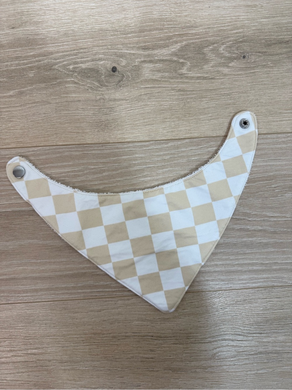Remi Lyn & Co. Cream Checkered Handmade Bandana Bib